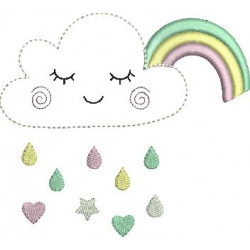 Stickdatei - Regenwolke Regenbogen